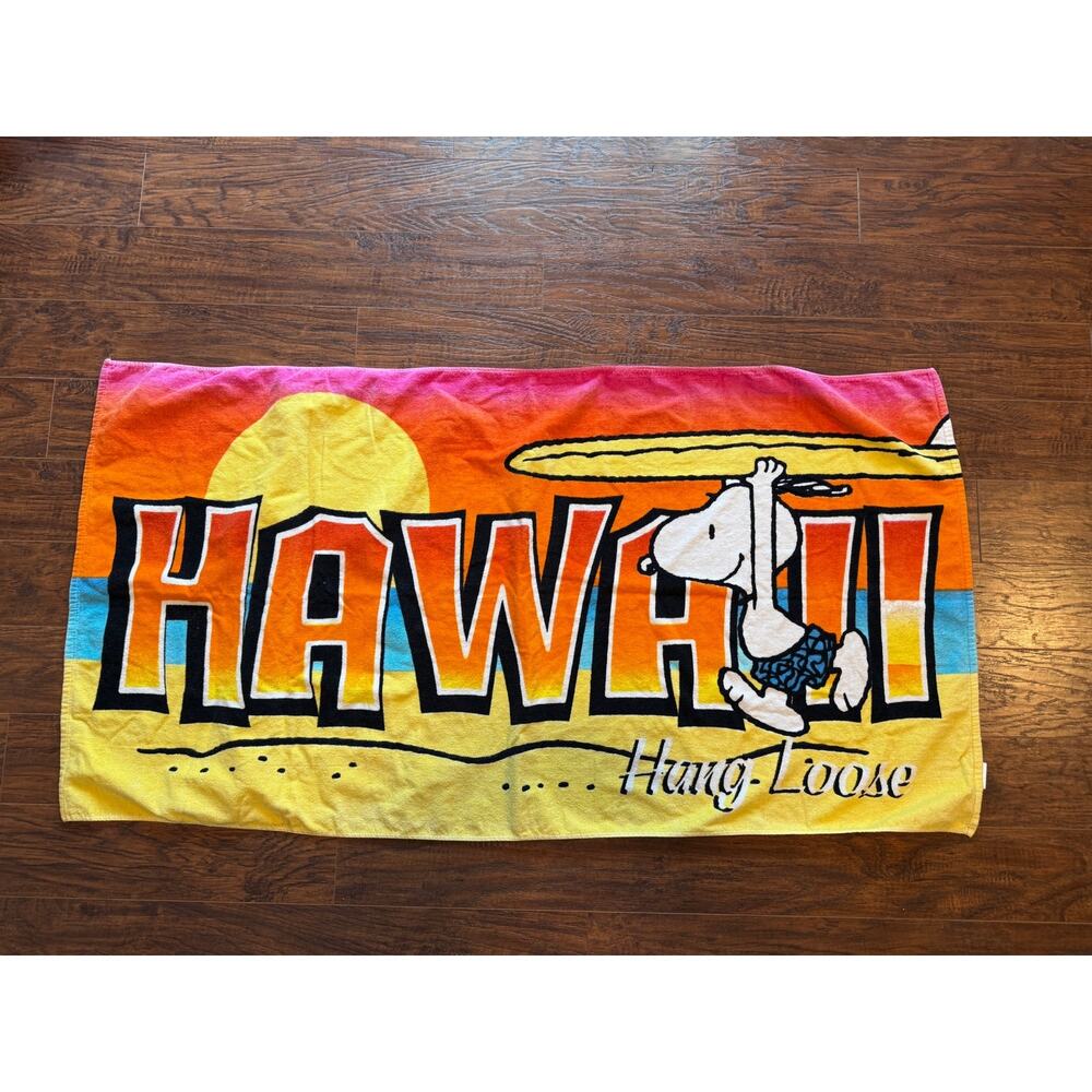 Vintage Y2K Peanuts Snoopy Hawaii Hang Loose Beach Towel